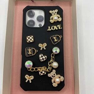 Artikl iPhone 16 Pro Max Phone‎ Case Black 15 Pop Charms Teddy Bear Heart NIB